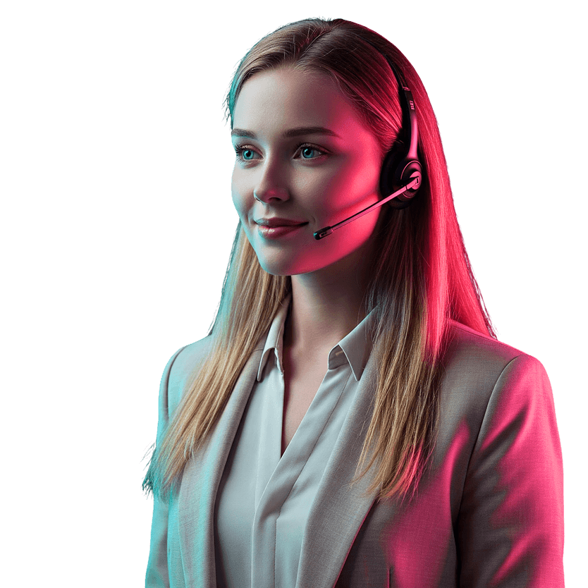 Customer service representative with headset